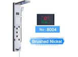 Pannello Doccia A Led, Funzioni Multiple Dell'acqua, Display Digitale Della Temperatura, Nichel Spazzolato 8004