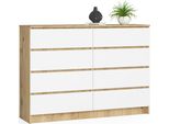 Akord Credenza 8 Cassetti Rovere Artigianale/Bianco 138X40X99 Cm