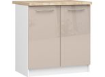 Armadio Da Cucina Oliwia S80 Bianco Cappuccino Lucido 80 Cm Con Piano Di Lavoro In Colore Rovere Sonoma