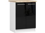 Akord Mobile Da Cucina Oliwia 2 Ante Con Ripiano Bianco/Nero Lucido 60X46X85 Cm