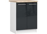 Akord Mobile Da Cucina Oliwia 2 Ante Con Ripiano Bianco-Grafite Lucido 60X46X85 Cm