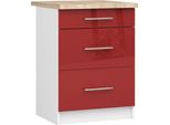 Akord Mobile Da Cucina Oliwia 3 Cassetti Bianco-Rosso Lucido 60X46X85 Cm