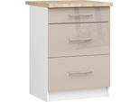 Akord Mobile Da Cucina Oliwia 3 Cassetti Bianco/Cappuccino Lucido 60X46X85 Cm