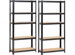 Akord Scaffale Metallico 10 Ripiani Nero 70X30X154 Cm