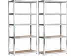 Akord Scaffale Metallico 10 Ripiani Argento 80X40X180 Cm