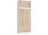 Akord Modulo Superiore Per Armadio 2 Ante 2 Cassetti Bianco/Rovere Sonoma 90X51X234 Cm