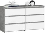 Comò CL100 Con 6 Cassetti In Cemento E Bianco Soluzione Di Stoccaggio Con Funzione Di Blocco