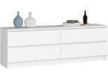 Akord Cassettiera 4 Cassetti Bianca 160X40X55 Cm