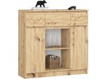 Akord Mobile Con 2 Ante 3 Cassetti E 1 Anta Piccola Rovere Artigianale 101X35X98 Cm