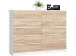Akord Cassettiera 10 Cassetti Bianco/Rovere Sonoma 160X40X121 Cm