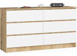 Akord Cassettiera 6 Cassetti Rovere/Bianco 138X40X77 Cm