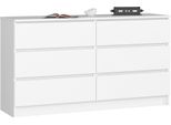 Akord Cassettiera 6 Cassetti Bianco 138X40X77 Cm