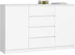 Akord Credenza 2 Ante 4 Cassetti Bianco 160X40X99 Cm