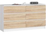 Akord Cassettiera 6 Cassetti Bianco/Rovere Sonoma 138X40X77 Cm