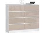 Akord Cassettiera Laccata Lucida Bianco/Cappuccino 120X40X99 Cm