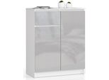 Akord Mobile 2 Ante 1 Cassetto Bianco Metallizzato Lucido 80X40X99 Cm