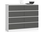 Akord Cassettiera Con Cassetti 120X40X99 Cm Bianco/Grigio Grafite