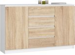 Akord Credenza 2 Ante 4 Cassetti Bianco/Rovere Sonoma 160X40X99 Cm