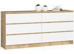 Akord Madia 6 Cassetti Rovere Artigianale Bianco 160X40X77
