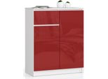Akord Cassettiera 2 Ante 1 Cassetto Bianco-Rosso Lucida 80X40X99 Cm