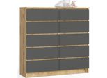 Akord Credenza 10 Cassetti Rovere Artigianale E Grafite 120X40X121 Cm
