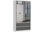 Akord Armadio 2 Ante Con 2 Cassetti E 2 Specchi Bianco E Grafite 90X51X180 Cm