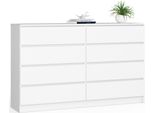 Akord Cassettiera 8 Cassetti Bianca 160X40X99 Cm