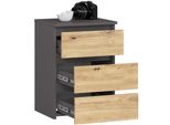 Comodino CL3 40 Cm Grigio Grafite Con Frontali In Rovere Artigianale Per Arredamento Elegante