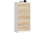 Akord Cassettiera 6 Cassetti Bianco/Rovere Sonoma 60X40X130 Cm