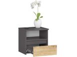 Comò Da Notte Grafite 40 Cm Con Frontale In Rovere Artisan Elegante CL1