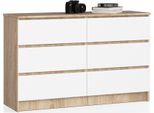 Akord Credenza 6 Cassetti Rovere Sonoma/Bianco 120X40X77 Cm