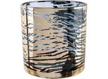 Windlicht Creativ Home "Kerzenhalter Leopard", Gold (Goldfarben), H:15Cm Ø:15Cm, Glas, Kerzenhalter, Windlicht, Teelichthalter Aus Glas, HöHe Ca. 15 Cm