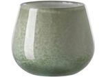 Tischvase FINK MARLY, grün (hellgrün), H:9,5cm Ø:11cm, Glas, Vasen, Dekovase, Blumenvase, Windlicht, Vase aus Glas