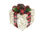 Dekofigur I.Ge.A. "Weihnachtsfigur Leuchtfigur Led-Geschenk Mit Schleife", Rot (Weiß, Rot), B:15Cm H:19Cm, Polyester, Dekofiguren, Geschenkpaket Schleife Tanne Beeren Zapfen Weihnachtsdeko Beleuchtet