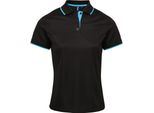 Premier Ladies Contrast Cool Check Polo Shirt RW5519 (S) (Nero/Turchese)