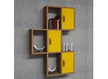 Skye Decor, Flora - Walnut, Yellow, Mensola Da Parete, Noce, 100 % Melamine Coated Slipboard, 50 X 20 X 112,6 Cm