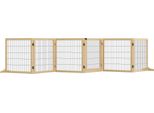 Barriera Per Cani Pawhut 6 Pezzi, 432 X 70 Cm Cancelletto Di Sicurezza Per Porte Pieghevole Con 2 Gambe Di Supporto, Cancelletto Per Cani Autoportante, Cancelletto Per Scale Per Cani Di Taglia Media, Per Corridoi, Scale, Legno Naturale