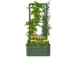 Letto Rialzato Outsunny Con Supporto Per Rampicanti, Fioriera Con Base Aperta, Aiuola Per Ortaggi, Fioriera, Aiuola Per Erbe Aromatiche Per Giardino, Balcone, Acciaio Zincato, Verde, 61 X 61 X 140 Cm
