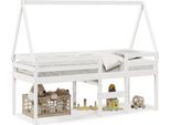 Vidaxl Letto A Soppalco Con Tetto Bianco 90X200 Cm In Legno Di Pino Massiccio