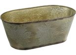 Vaso Autunnale In Metallo Decorato Oro - Ciotola Per Piante Con Motivo A Foglie In Rilievo, Ø38Cm H15Cm, Fioriera