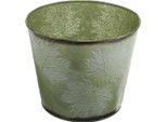 Fioriera In Metallo Foglie D'acero Decorazione Autunnale Verde Ø25,5Cm H22Cm