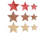 Decorazione Da Tavolo Stelle In Legno Natale - Decorazione A Spruzzo 3 Colori Ø3-5Cm 48 Pz