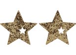 Decorazioni Natalizie Stelle In Legno Naturali E Glitter Dorate, Diametro 5 Cm, Set Da 72 Pezzi Per Decorazioni Festive Da Tavola, 72 Pezzi