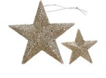 Stella Glitterata Champagne Decorazione Natalizia Albero Di Natale 9,5/5Cm 18 Pezzi