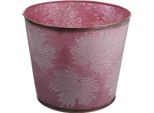 Secchio Per Piante Autunnali Rosso Vino, Decorazione In Metallo Ø25,5 Cm Foglie Vintage