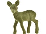 Figurina Decorativa Di Cervo Verde Floccato - Set Di Decorazioni Natalizie 6 Pezzi 10,5Cm