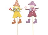 Set Di Spine Da Fiore Decorazione Autunnale Legno Giallo Viola - Spine Da Giardino Autunno Figure Decorazione Piante 12Pcs