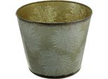Vaso Per Piante Decorazione Autunnale In Metallo Foglie Dorate Ø25,5Cm H22Cm