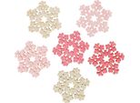 Set Decorativo Misto Fiocchi Di Neve In Legno Rosa Naturale Ø2Cm, 144 Pezzi