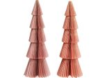 Decorazione Da Tavola Albero Di Natale Carta A Nido D'ape Albicocca Oro 30 Cm Set Da 2 Natale, 2 Pezzi